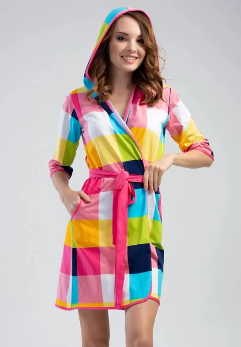 Halat multicolor cu glugă si cordon