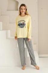 Pijama damă, mânecă lungă, pantaloni lungi, imprimeu Happy Mother's Day