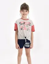 Pijama fetițe „True Pals” din bumbac – tricou și pantaloni scurți, gri