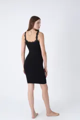 Rochie damă modelatoare cu dantelă, fără cusături, croială mulată, negru