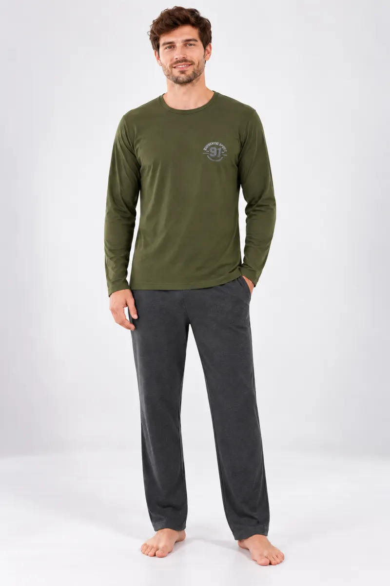 Pijama barbat verde cu gri