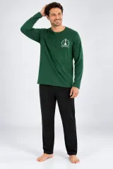 Pijama barbat verde cu gri inchis