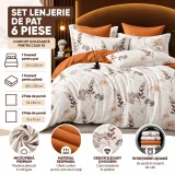 Set Lenjerie de Pat Dublu din Microfibră Premium, 6 Piese, Cearșaf 245x250 cm