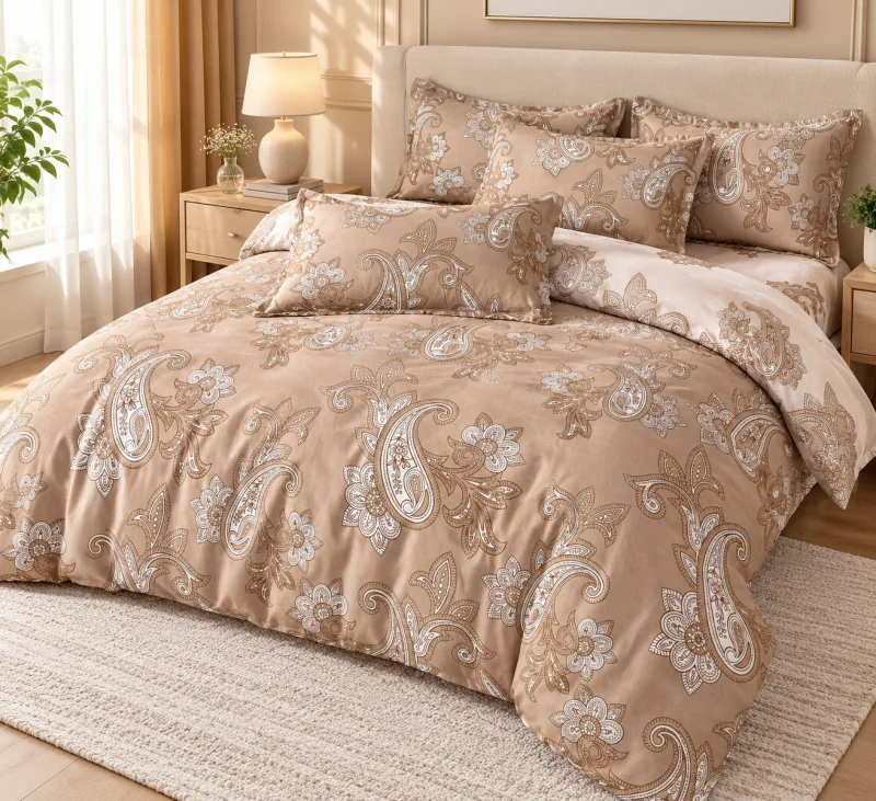 Set Lenjerie de Pat Dublu din Microfibră Premium, 6 Piese, Cearșaf 245x250 cm