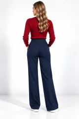 Pantaloni Damă Vătuiți cu Buzunare și Cataramă Decorativă, Bluemarin