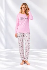 Pijama damă cu mânecă lungă și pantaloni lungi cu imprimeu