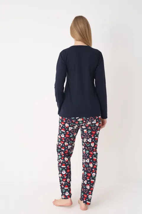 Pijama damă de Crăciun cu mânecă lungă și pantaloni lungi