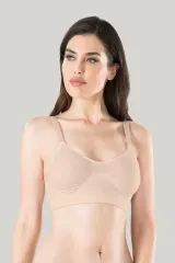 Sutien damă Miss Fit Minimizer, cu efect de micșorare a bustului și bretele reglabile, bej