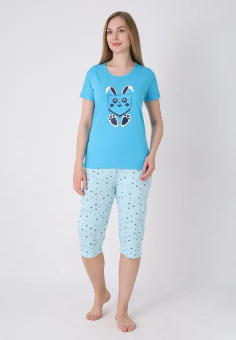 Pijama damă cu model de Paște, blue