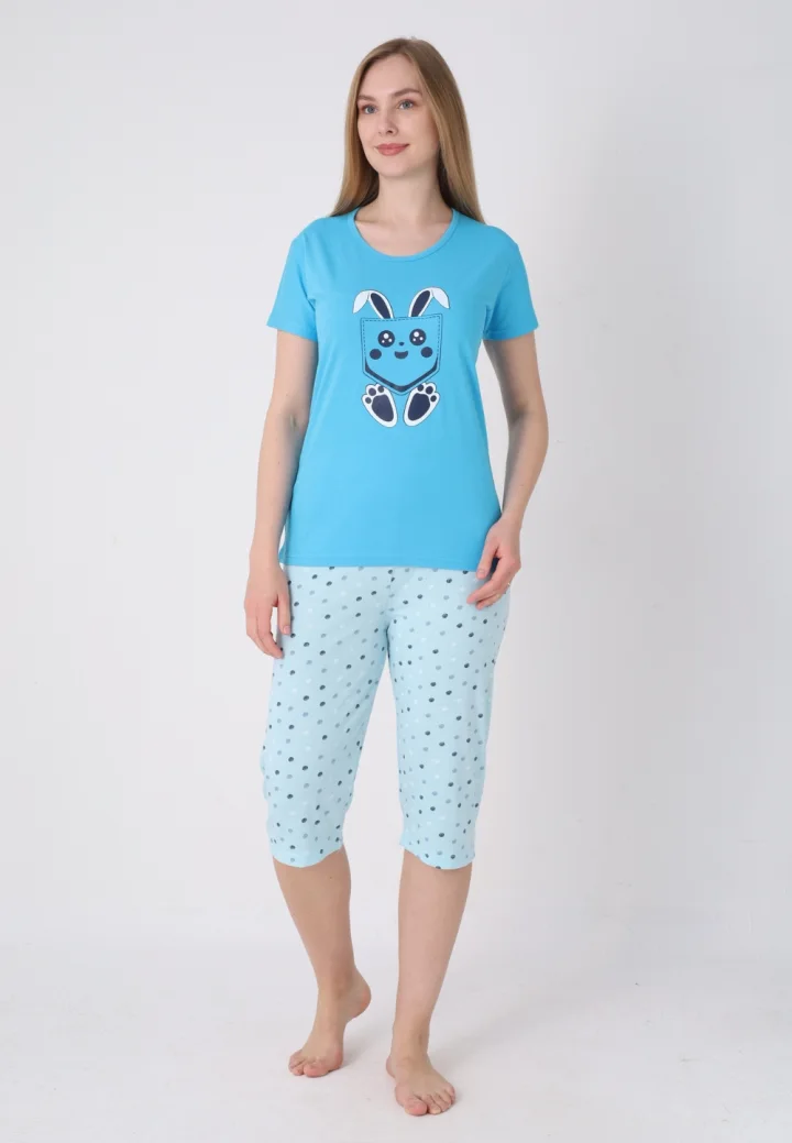 Pijama damă cu model de Paște, blue