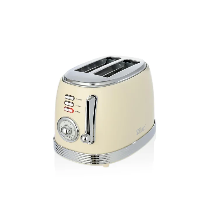 Prăjitor de Pâine Electric Retro, 850W, 2 Felii, 6 Trepte de Rumenire, Decongelare și Reîncălzire, Crem