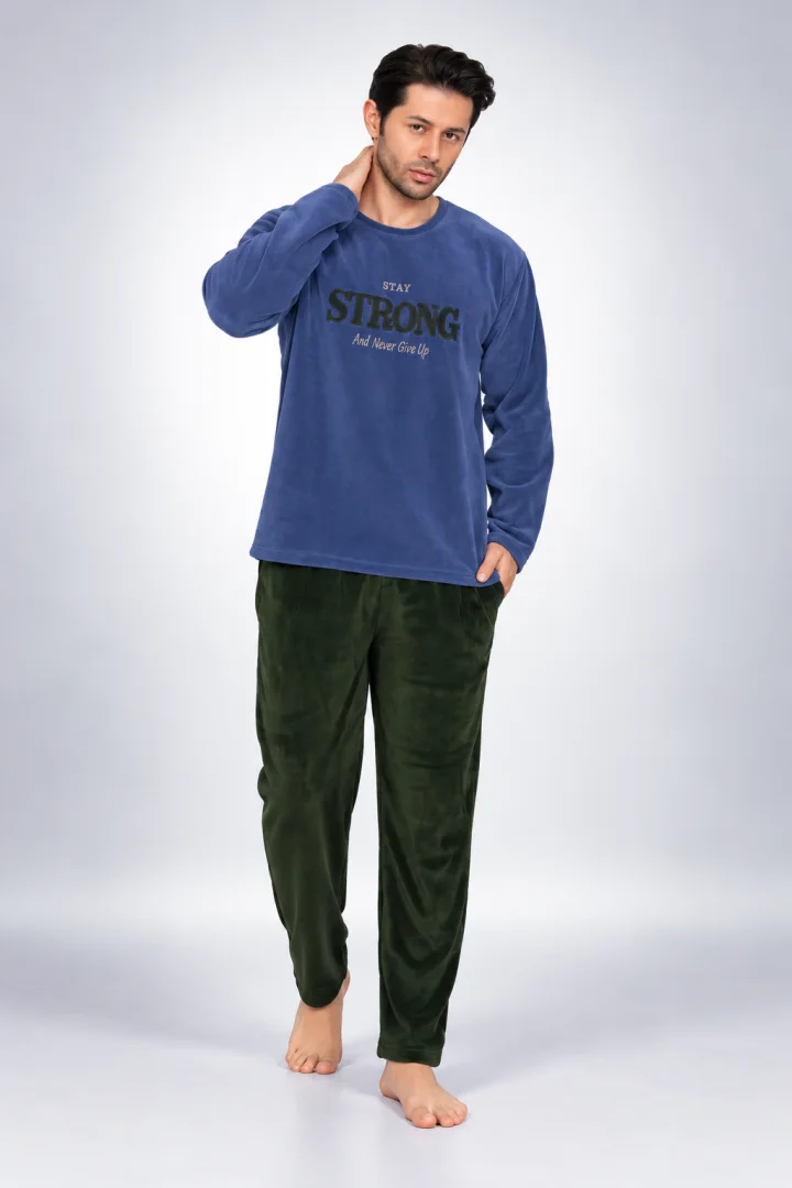 Pijama bărbați albastru & verde închis  – material polar