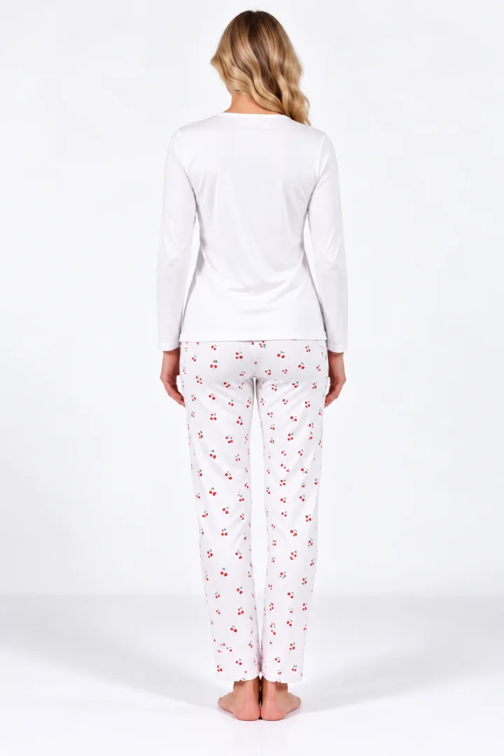 Pijama damă cu mânecă lungă și pantaloni lungi cu imprimeu