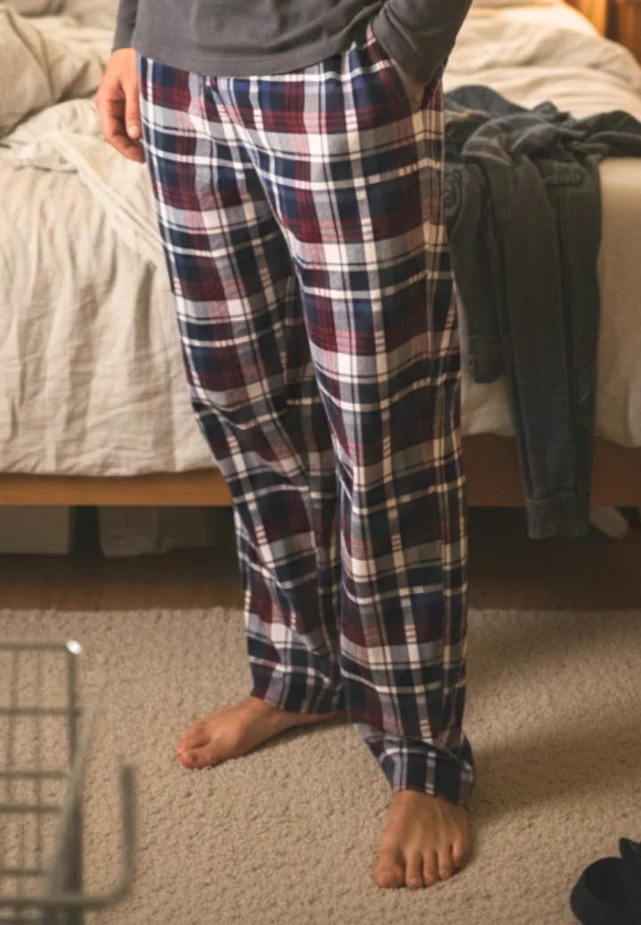 Pantaloni pijama bărbați cu carouri multicolor