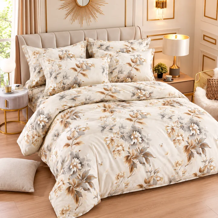Set Lenjerie de Pat Dublu din Microfibră Premium, 6 Piese, Cearșaf 245x250 cm