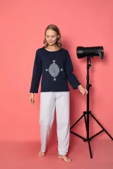 Pijama damă vătuită cu mânecă lungă și pantaloni lungi
