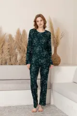 Pijama Damă Verde Închis cu Imprimeu Ursuleți