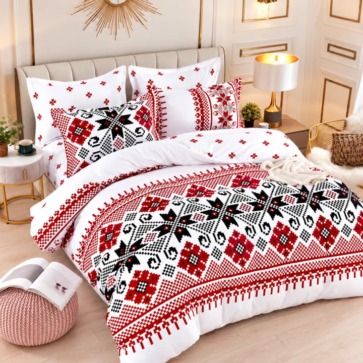 Set Lenjerie de Pat Dublu din Microfibră Premium, 6 Piese, Cearșaf 245x250 cm