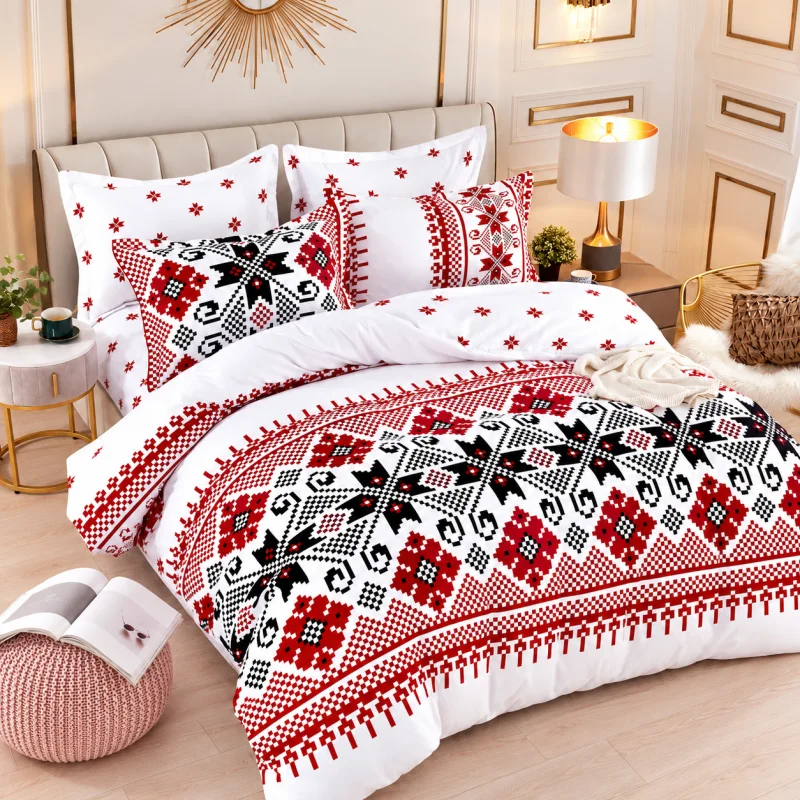 Set Lenjerie de Pat Dublu din Microfibră Premium, 6 Piese, Cearșaf 245x250 cm
