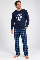 Pijama barbat blumarin  cu carouri albastru