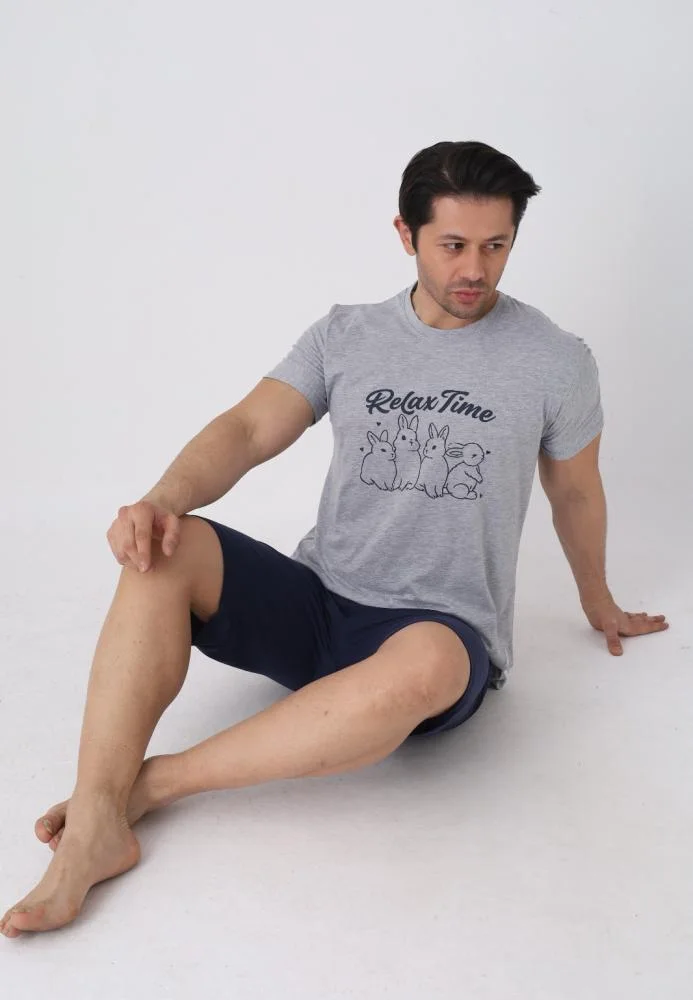 Pijama bărbați Paște, Gri–  pantaloni 3/4