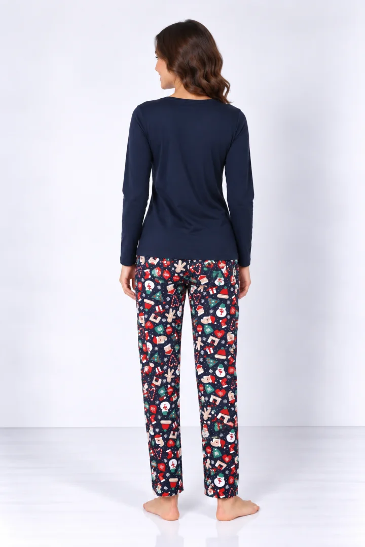 Pijama damă de Crăciun cu mânecă lungă și pantaloni lungi