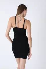 Rochie corset modelatoare fără cusături, cu bretele reglabile și bandă din silicon, negru