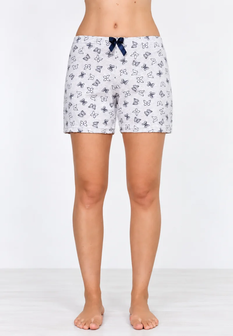 Short damă, crem, imprimeu fluturi