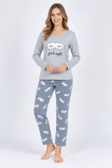 Pijama damă cu imprimeu ,,Good Night'', culoare gri