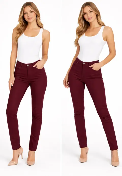 Blugi damă skinny talie înaltă –visiniu