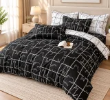 Set Lenjerie de Pat Dublu din Microfibră Premium, 6 Piese, Cearșaf 245x250 cm