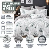 Set Lenjerie de Pat Dublu din Microfibră Premium, 6 Piese, Cearșaf 245x250 cm