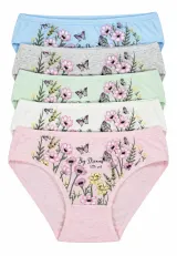 Set 5 chiloți fetițe cu flori, multicolor