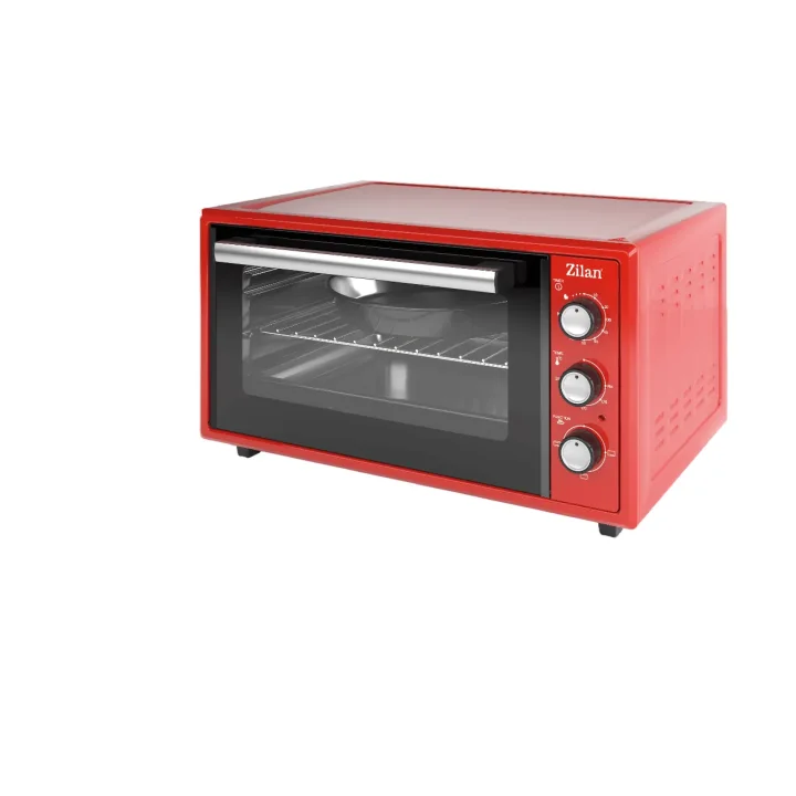 Cuptor Electric 45L, 2000W, 3 Moduri de Încălzire, Temperatură Reglabilă până la 250°C, Timer 90 Minute, Interior Emailat, Roșu