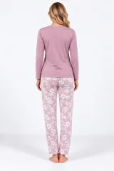 Pijama damă cu mânecă lungă și pantaloni lungi cu imprimeu