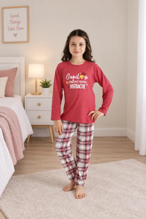Pijama fetițe „Distracție”, roz