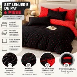 Set Lenjerie de Pat Dublu din Microfibră Premium, 6 Piese, Cearșaf 245x250 cm