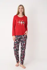 Pijama damă de Crăciun cu mânecă lungă și pantaloni lungi