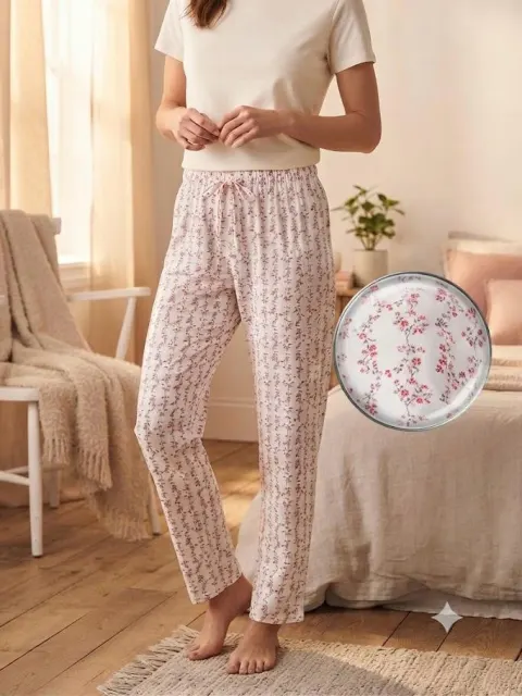 Pantaloni de pijama de dama floricele roz