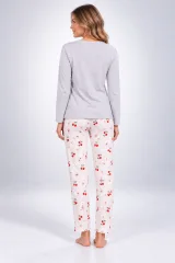 Pijama damă cu mânecă lungă și pantaloni lungi cu imprimeu