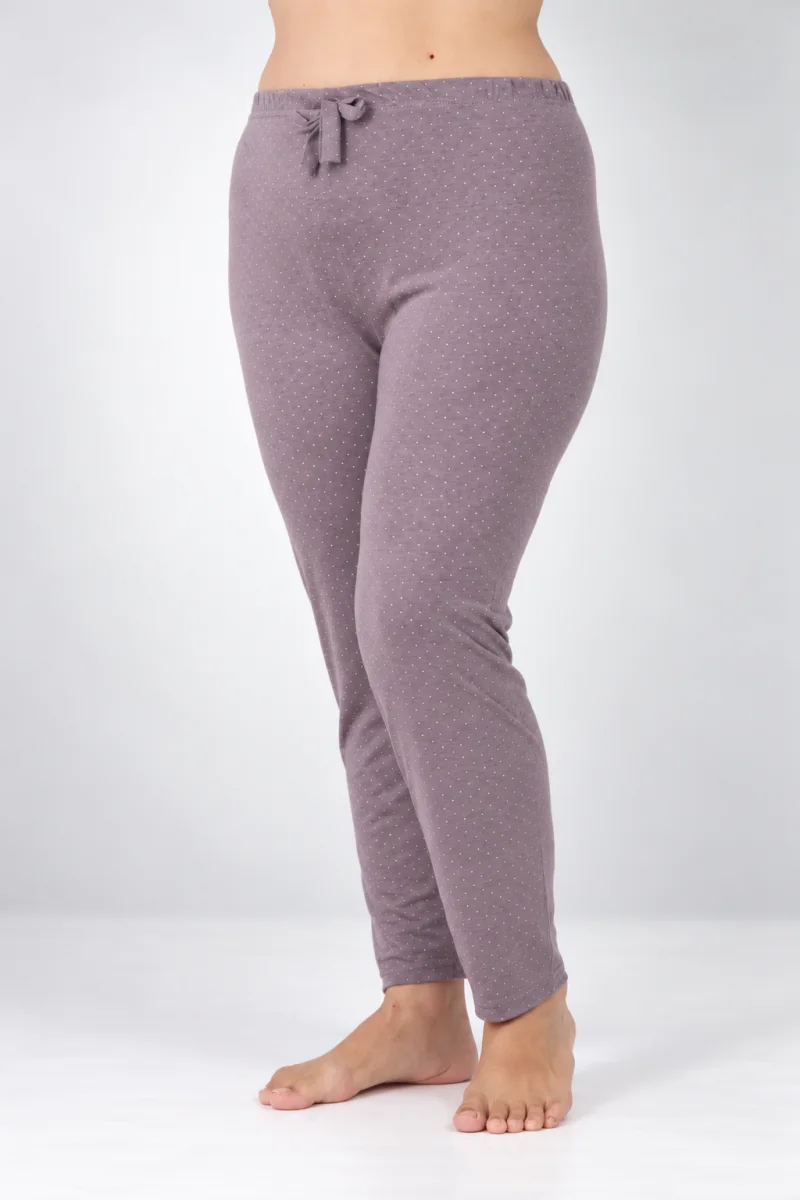 Pantaloni de pijama damă Big Size, gri cu puncte roz