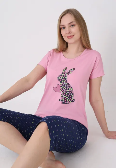 Pijama damă cu model de Paște, roz