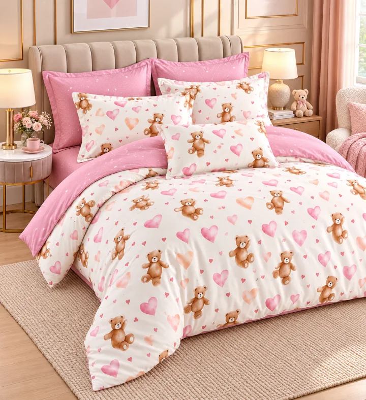 Set Lenjerie de Pat Dublu din Microfibră Premium, 6 Piese, Cearșaf 245x250 cm