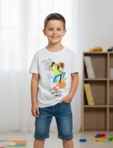 Tricou băieți alb cu imprimeu „Skater Monkey”
