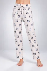 Pantaloni de pijama de dama alb cu ursi panda