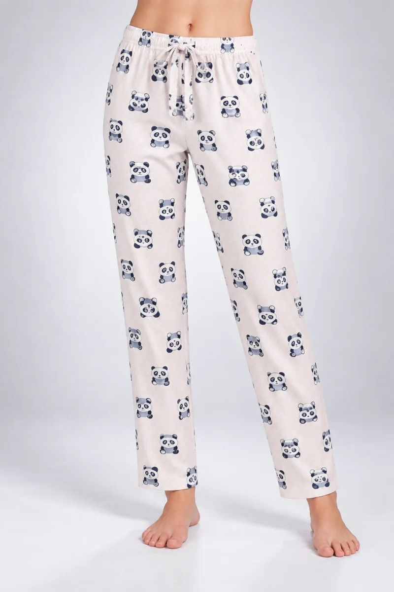 Pantaloni de pijama de dama alb cu ursi panda