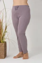Pantaloni de pijama damă Big Size, gri cu puncte roz