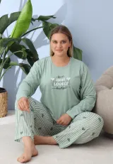 Pijama damă Big Size verde „Just Lovely” din bumbac