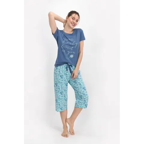 Pijama Dama– imprimeu Your Only Limit Is You,  blue