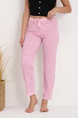 Pantaloni de pijama damă cu dungi roz și albe